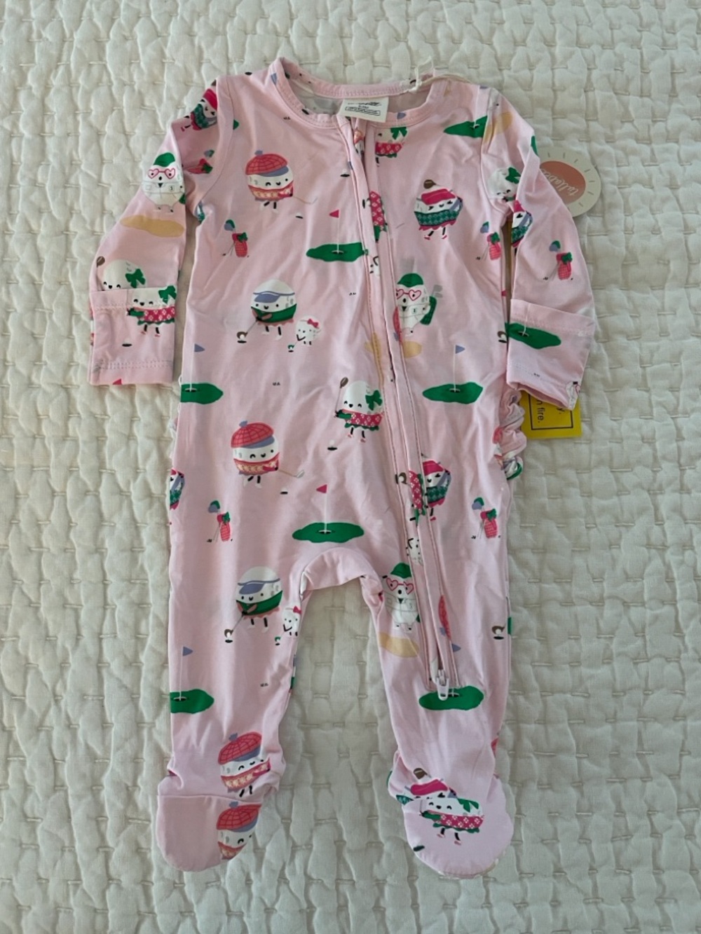 NWT Angel Dear/Tullabee Bamboo Golf Ball Print Footie Pajama 0-3M